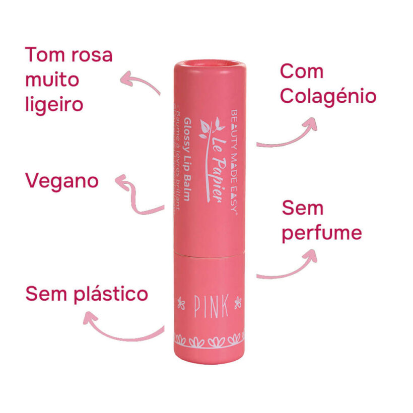 Bálsamo Labial Brilhante com Colagénio - Rosa - Image 2