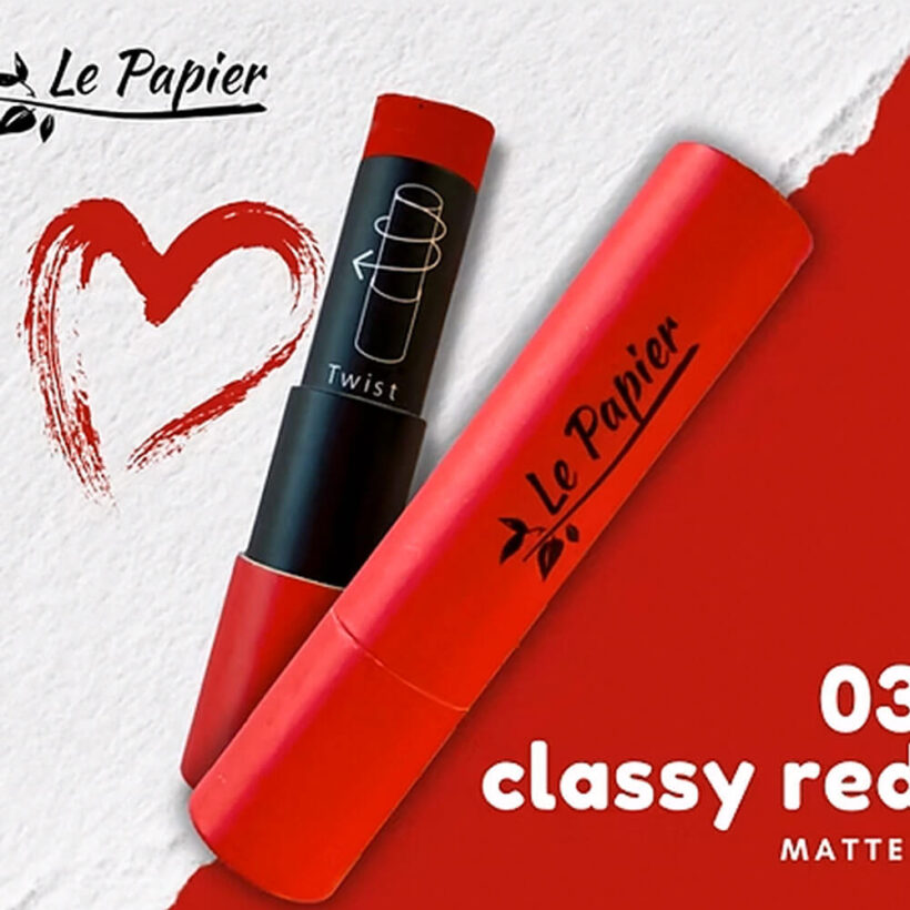 Batom Natural Vegano com Cor em Tubo de Papel Le Papier (Classy Red - 03) - Image 3